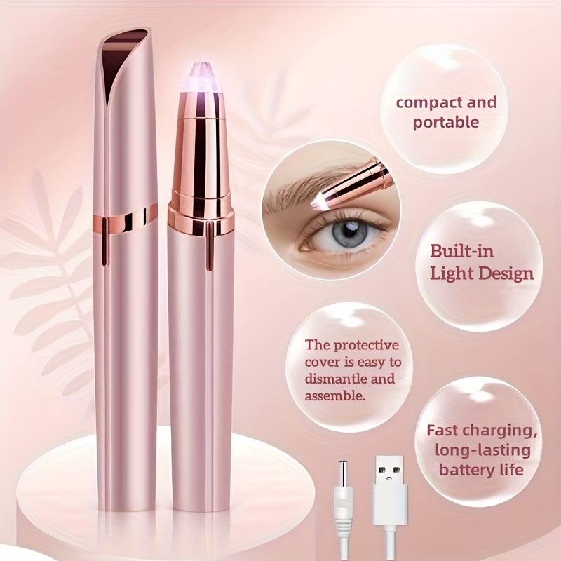 Electric Eyebrow Trimmer, Automatic, USB Charging, Rechargeable Lithium Battery 60mAh, Unscented, Abs Material, with Eyebrow Knife and Shaper (or Blade) for Women, Unisex Body Hair Remover